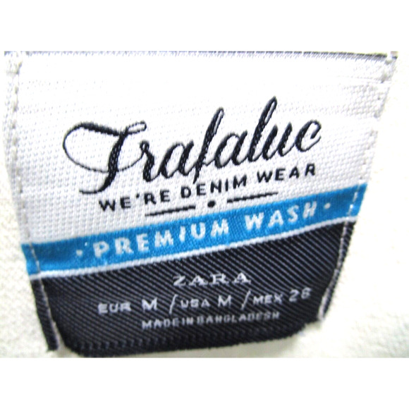 Zara Trafaluc Light Blue Acid Wash Denim Distressed Ripped Jean Jacket Women M - Picture 11 of 11